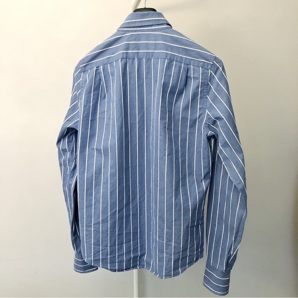Abercrombie & Fitch Stripped Pastel Blue Long Sleeves Button Down Shirt Blouse. - Picture 12 of 13